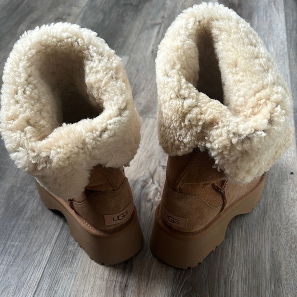 UGG Tan and Cream Heeled Boots - Picture 2 of 4